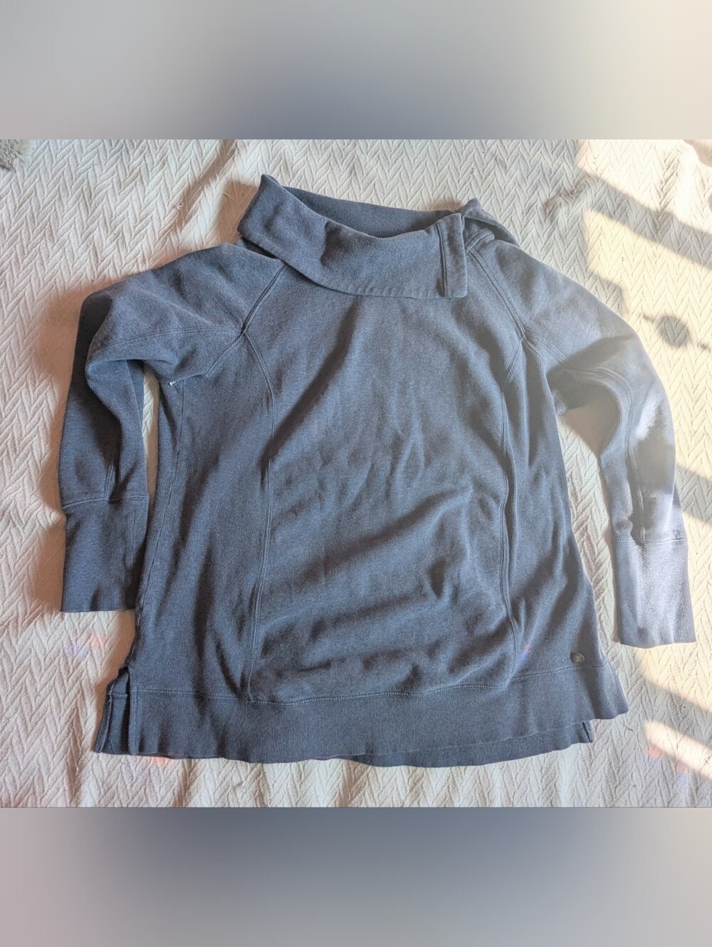 Size XL, EUC, Northern Reflections Steal Blue Cowl Neck Pullover Sweater